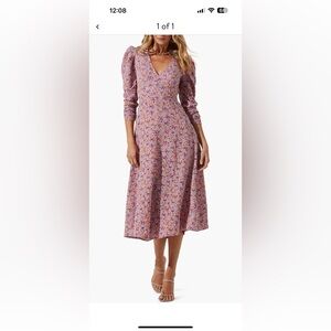 ASTR the Label, puff sleeve midi dress with back cutout